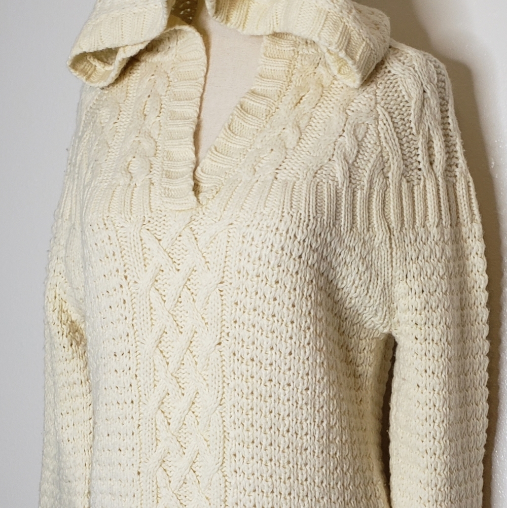 Old Navy Angora Wool Rabbit Cream Sweater Hoodie Textured Tight Knit Comfy Rare - Picture 7 of 16